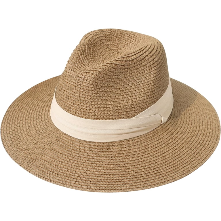 Women Straw Panama Hat Fedora Sun Hat Wide Brim Roll up UPF 50+ Women Wide Brim Straw Panama Roll up Hat Fedora Summer Beach  main image 4