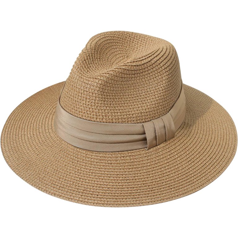 Women’s Wide Brim Straw Panama Roll up Hat Fedora Beach Sun Hat UPF50+ Women Wide Brim Straw Panama Roll up Hat Fedora Summer Beach  main image 2