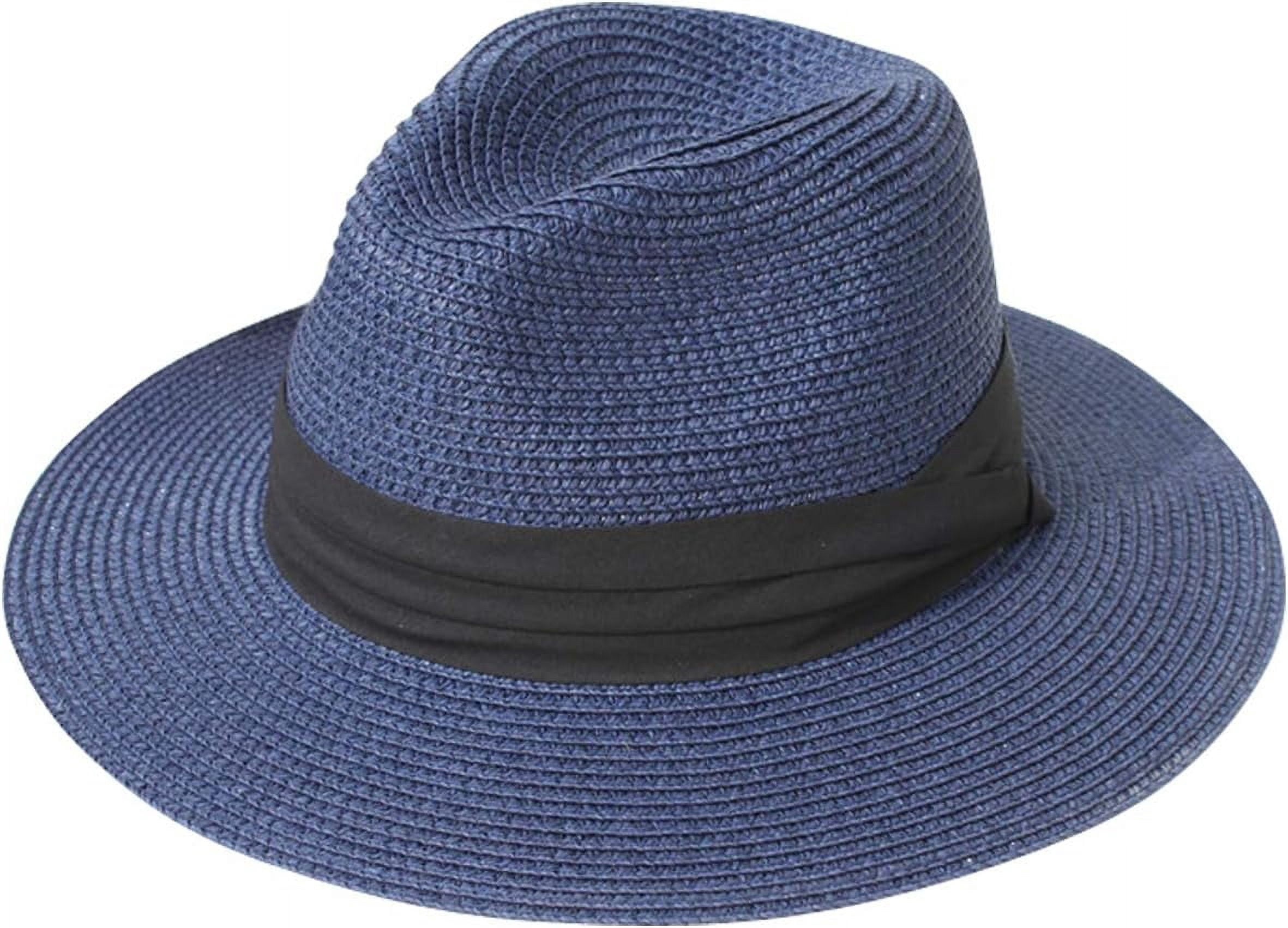 WOMEN WIDE BRIM STRAW PANAMA ROLL UP HAT FEDORA BEACH SUN HAT UPF50+ (02-FOLD Lanzom Women Wide Brim Straw Panama Roll-up Fedora Hat  main image 3