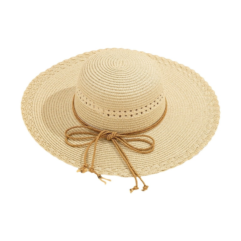 Women Wide Brim Sun Hat, Summer Bowknot Straw Hat, Lightweight Foldable  Roll up Beach Hat