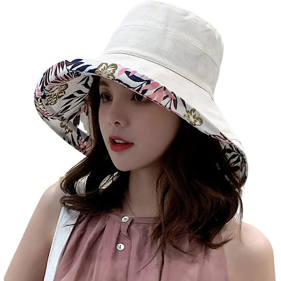 Women Wide Brim Sun Hats Metal Wired Edge Summer UV Protection Beach Fishing Hat for Hiking Garden Travel Chin Strap