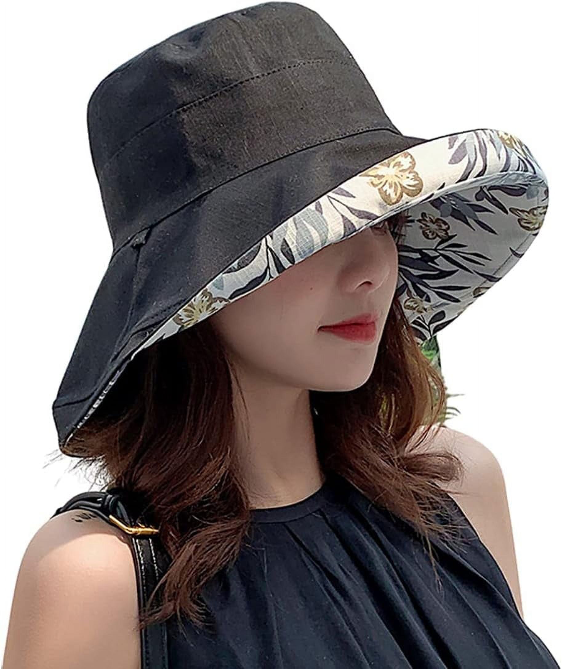 Women Wide Brim Summer Sun Hat Wired Edge Beach Bucket Fishing Hats Huang HUAMULAN Women Wide Brim Sun Hats Summer Bucket Beach  main image 3