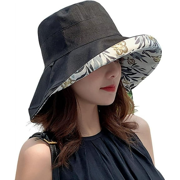 Women Wide Brim Sun Hats Metal Wired Edge Summer UV Protection Beach Fishing Hat for Hiking Garden Travel Chin Strap
