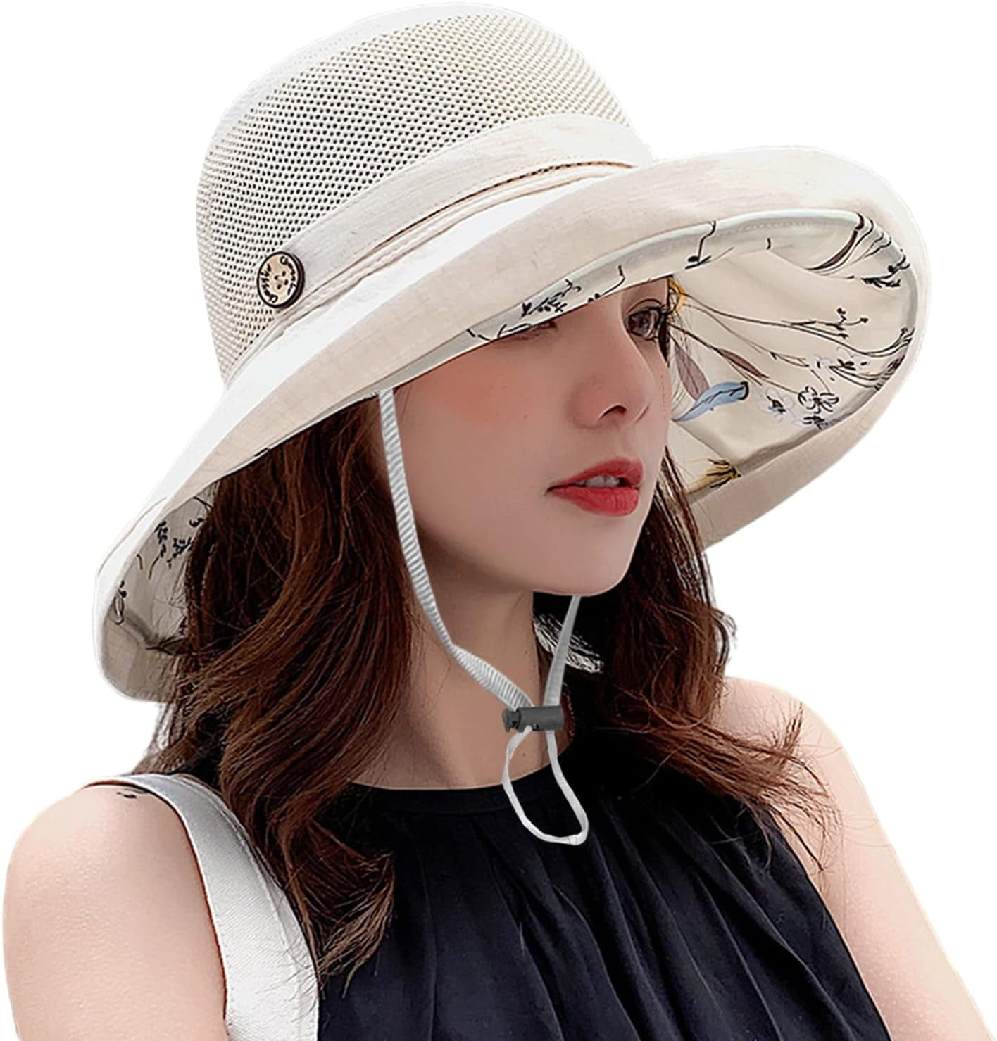 Women Wide Brim Summer Sun Hat Wired Edge Beach Bucket Fishing Hats Huang HUAMULAN Women Wide Brim Sun Hats Summer Bucket Beach  main image 2