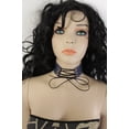 thumbnail image 1 of Women Wide Denim Blue Color Fabric Fashion Corset Style Choker Necklace Long Tie, 1 of 1