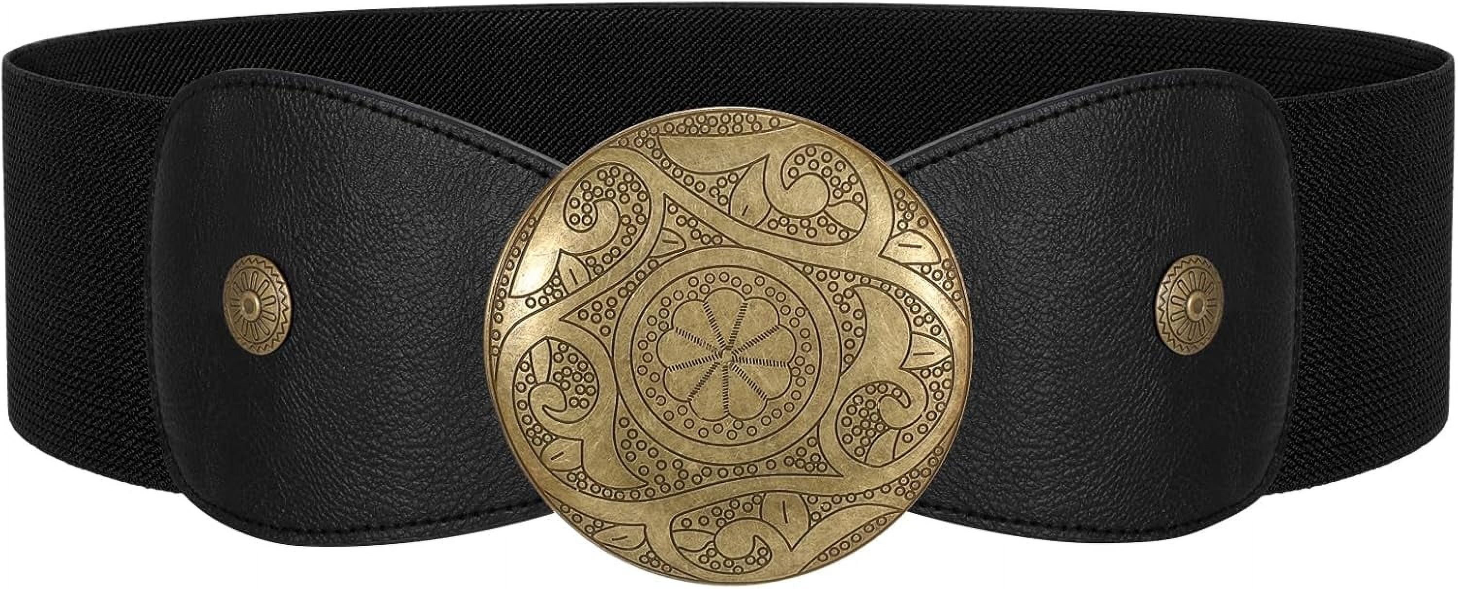 3327 Women Wide Elastic Belt Western Buckle Vintage Strecth Waist macoking Womens Western Elastic Waist Wide Belt with Fashion  main image 3
