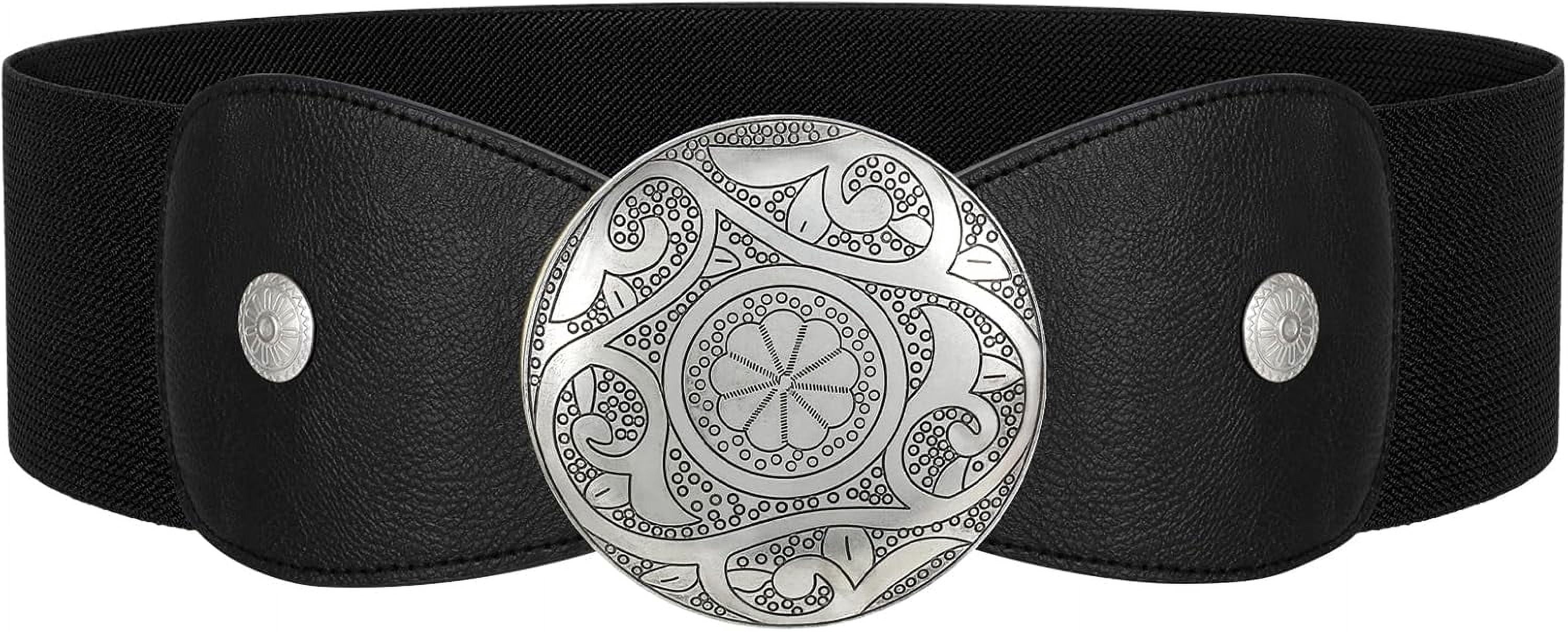 3327 Women Wide Elastic Belt Western Buckle Vintage Strecth Waist macoking Womens Western Elastic Waist Wide Belt with Fashion  main image 4