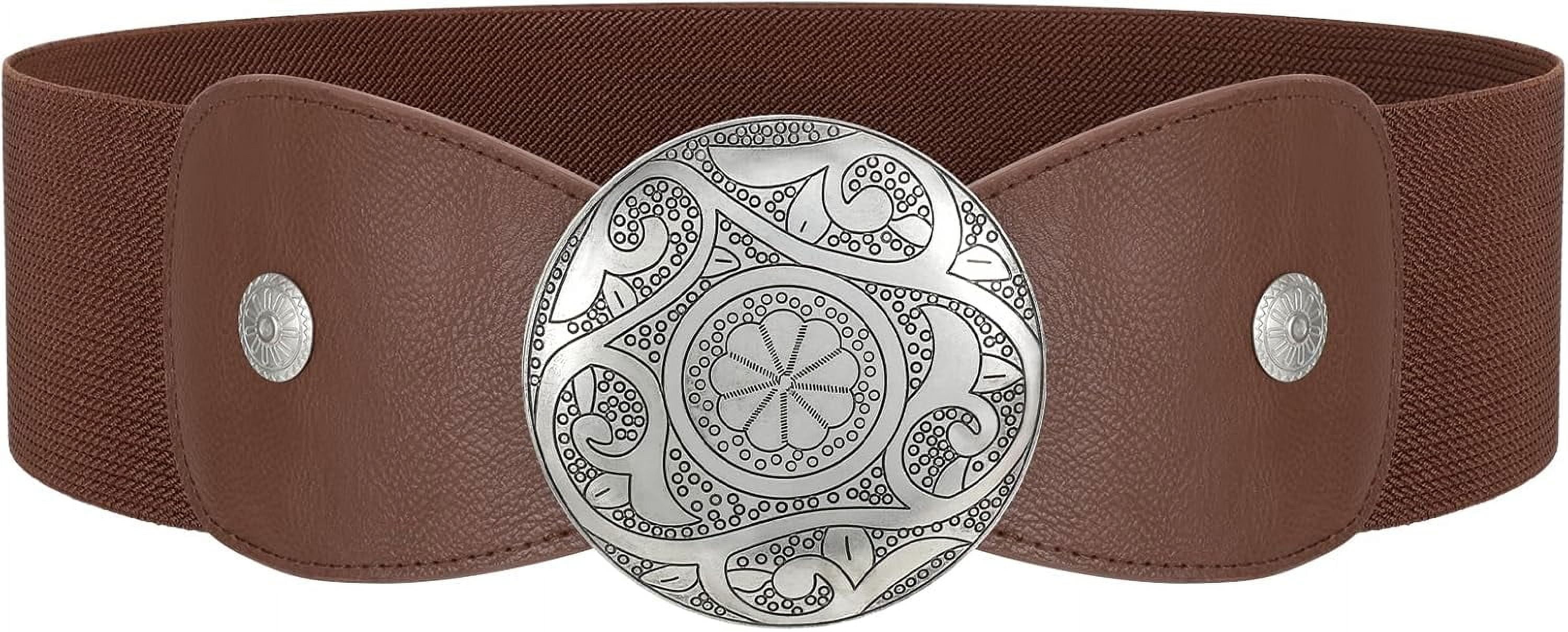 Women Wide Elastic Belt Western Buckle Vintage Strecth Waist  display picture 1