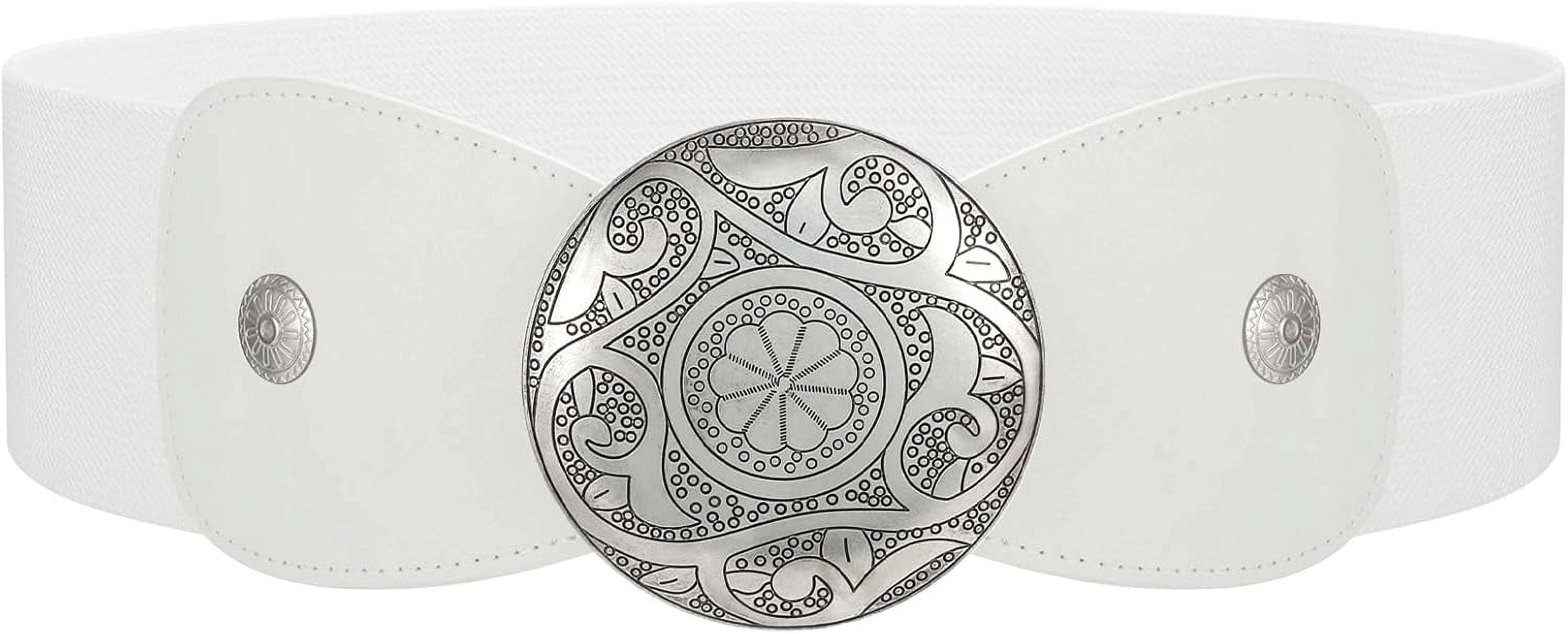 3327 Women Wide Elastic Belt Western Buckle Vintage Strecth Waist macoking Womens Western Elastic Waist Wide Belt with Fashion  main image 2