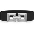 thumbnail image 1 of Women Wide Elastic Waist Belt Fashion Hollow Out Square Gold Buckle Stretchy Belt Waistband for Ladies, 1 of 5