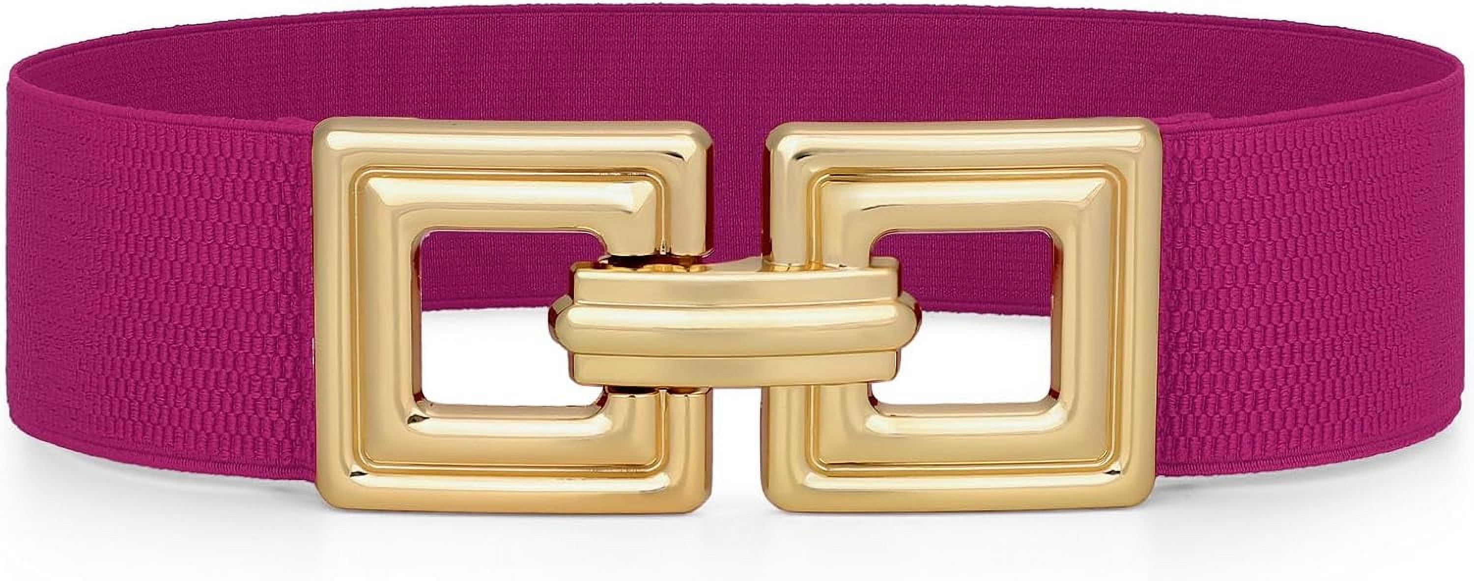 8431 Wide Belts For Women Fashion Hollow Out Square Gold Buckle Stretchy Women Wide Elastic Waist Belt Fashion Hollow Out Square Gold  main image 3