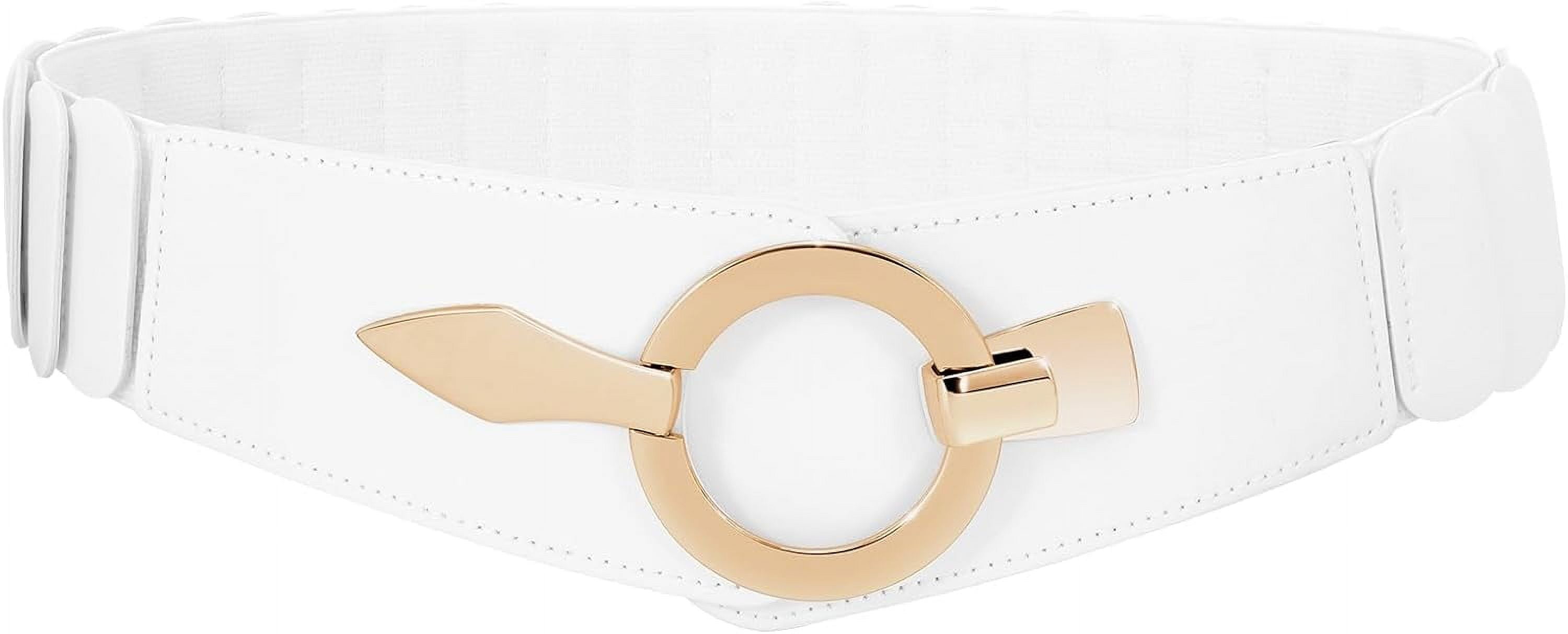 9936 Women Wide Stretch White Belts For Dresses Costume Belt Cosplay Yalice Women Wide Elastic Waist Belt Gold Stretch Belt for  main image 4