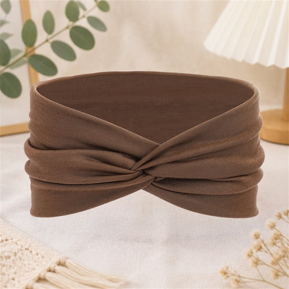 Women Wide Headbands,Extra Large Turban Head Bands for Ladies,Stretchy Non-Slip Big Hair Bands for Sport Workout Running Daily Use Coffee One Size