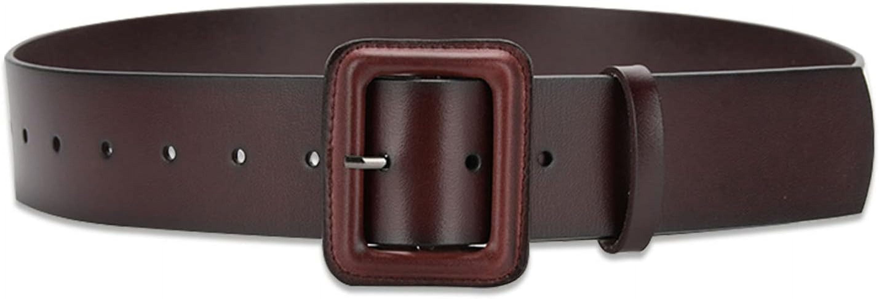 Women Wide Leather Belt Classic Solid Color Large Square  display picture 2