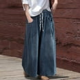 thumbnail image 1 of Women Wide Leg Baggy Jeans Plus Size Loose Elastic Waist Denim Pants With Deep Pockets Light Blue Womens Pants 14 Tall Jean Pants for Women Party Ladies Pants Size 14 Womens Stretch Straight Leg Pants, 1 of 4