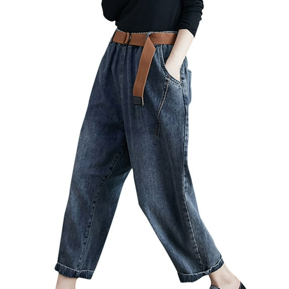 Women Wide Leg Denim Jeans Loose Trendy Barrel Boyfriend Jeans Casual Denim Pants
