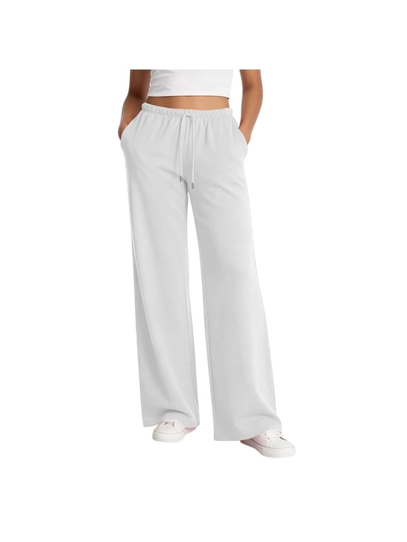 Women Wide Leg Dress Pants High Waisted Straight Leg Business Slacks Work Pants Casual Button Down Trousers White XXL