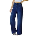 thumbnail image 1 of Women Wide Leg Jeans Casual Solid Color Loose Wide Leg Vintage Jeans Denim Trousers Streetwear, 1 of 5