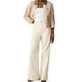 thumbnail image 1 of Women Wide Leg Jeans High Waisted Stretchy Straight Leg Jeans Loose Trendy Denim Pants with Pocket CreamWhite Regular XL, 1 of 7