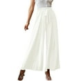 thumbnail image 1 of Women Wide Leg Long Trousers Casual Beach High Waist Palazzo Pants Loose Belted Summer Autumn Leisure Style, 1 of 5