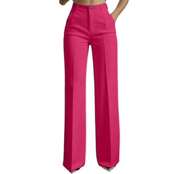 Women Wide Leg Palazzo Pants 2026 Summer Spring High Waisted Business Casual Work Dress Pants Trousers Office Slacks Hot Pink 2XL
