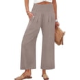 thumbnail image 1 of Women Wide Leg Palazzo Pants High Waisted Casual Lounge Pants 2026 Summer Beach Vacation Outfits with Pockets (Champagne,L), 1 of 4