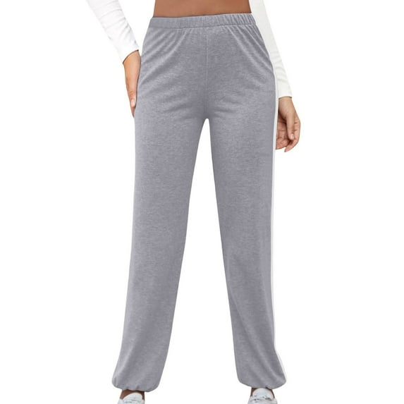 Women Wide Leg Pants 2024 Elastic Waist Fashion Solid Casual Sports Sweatpants Loose Pants With Pockets