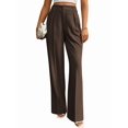 thumbnail image 1 of Women Wide Leg Pants High Waisted Business Casual Work Trousers Dressy Pants with Pockets Brown L, 1 of 9