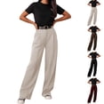 thumbnail image 1 of Women Wide Leg Pants High Waisted Business Casual Work Trousers Dressy Pants with Pockets by Yigetop Black L, 1 of 6