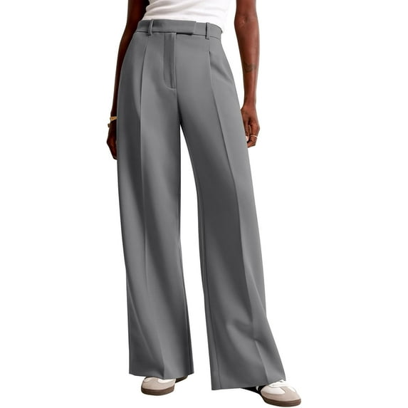 Women Wide Leg Pants High Waisted Business Casual Work Trousers Dressy Pants with Pockets