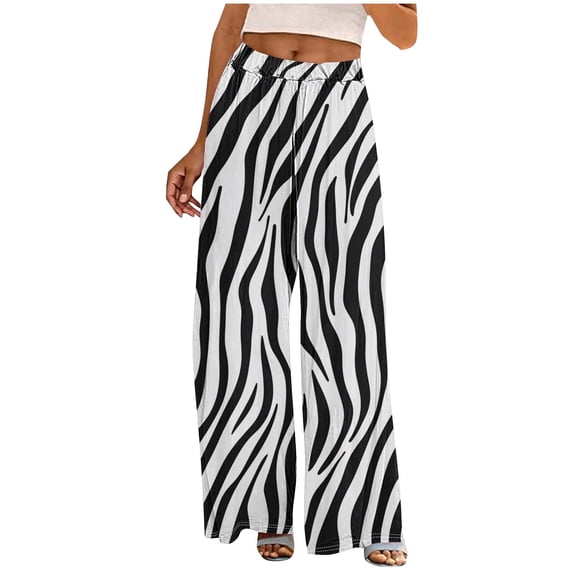 Women Wide Leg Pants High Waisted Palazzo Pants Fashion Print Lounge Beach Work Casual Flowy Tie Knot Trousers with Pockets