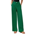 thumbnail image 1 of Women Wide Leg Pants High Waisted Spring Business Casual Outfits Trousers Palazzo Pants Pockets Green XL, 1 of 9