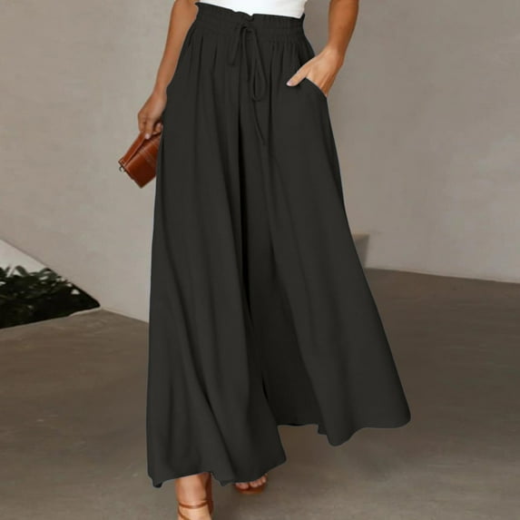 Women Wide Leg Pants High Waisted Yoga Pants Hippie Pants Boho Beach Plus Size Palazzo Pants Beach Cover up Pant Women's Pants Suit Casual Womens Casual Pants Elastic Waist with Pockets Womens Clothes