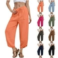 thumbnail image 1 of Women Wide Leg Pants Solid Color Plus Size Baggy Wide-Leg Pants Casual Elastic-Waistband Pocket Pants, 1 of 10