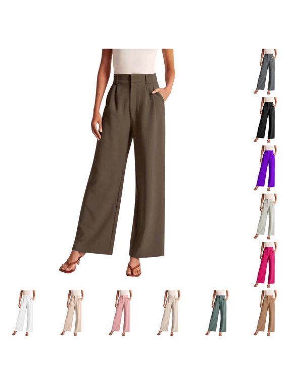 Women Wide Leg Pants Work Casual High Waisted Dressy Trousers Flowy Fit for Everyday Wear