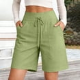 thumbnail image 1 of Women Wide Leg Shorts High Waist Wide Leg Pocket Summer Vacation Linen Hiking Shorts Women Mint Green, 1 of 4