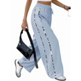 thumbnail image 1 of Women Wide Leg Sweatpants High Waisted Baggy Sweat Pants Active Striped Track Pants with Pockets XL, 1 of 4