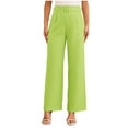 thumbnail image 1 of Women Wide Leg Trousers Loose Adjustable Belt High Waisted Pants Dressy Casual Business Office Pant with Pockets (S, Green), 1 of 8