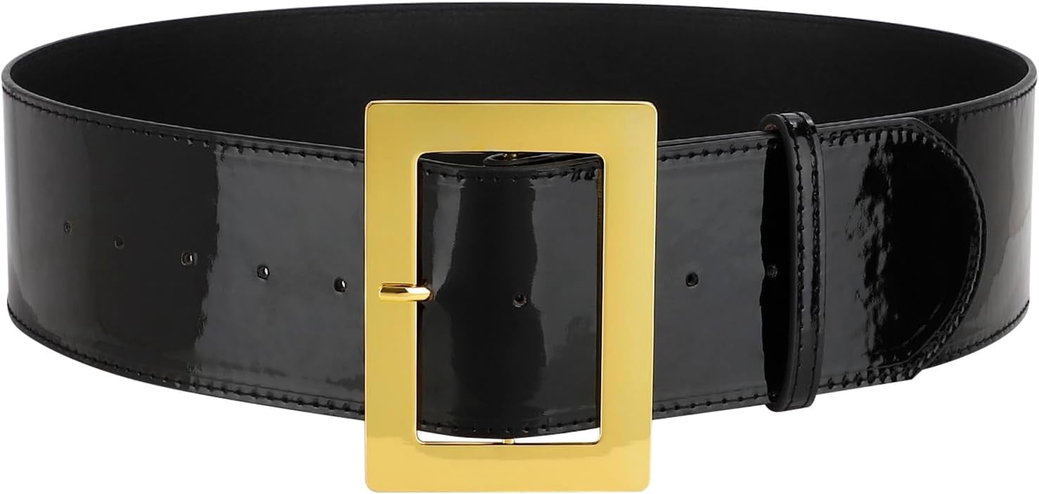 Women Wide Patent Leather Belt Christmas Santa Claus Belt 
