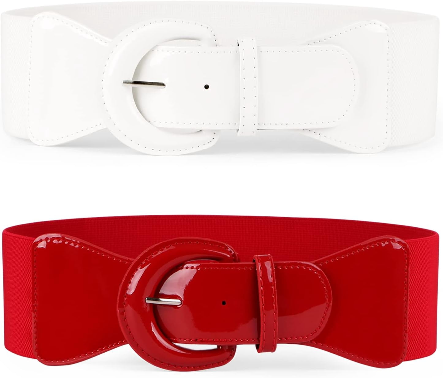 Women Wide Elastic Belt Vintage Chunky Buckle Retro Dress Accessory Women Wide Stretchy Belt,Vintage Chunky Buckle Elastic Waist  main image 2
