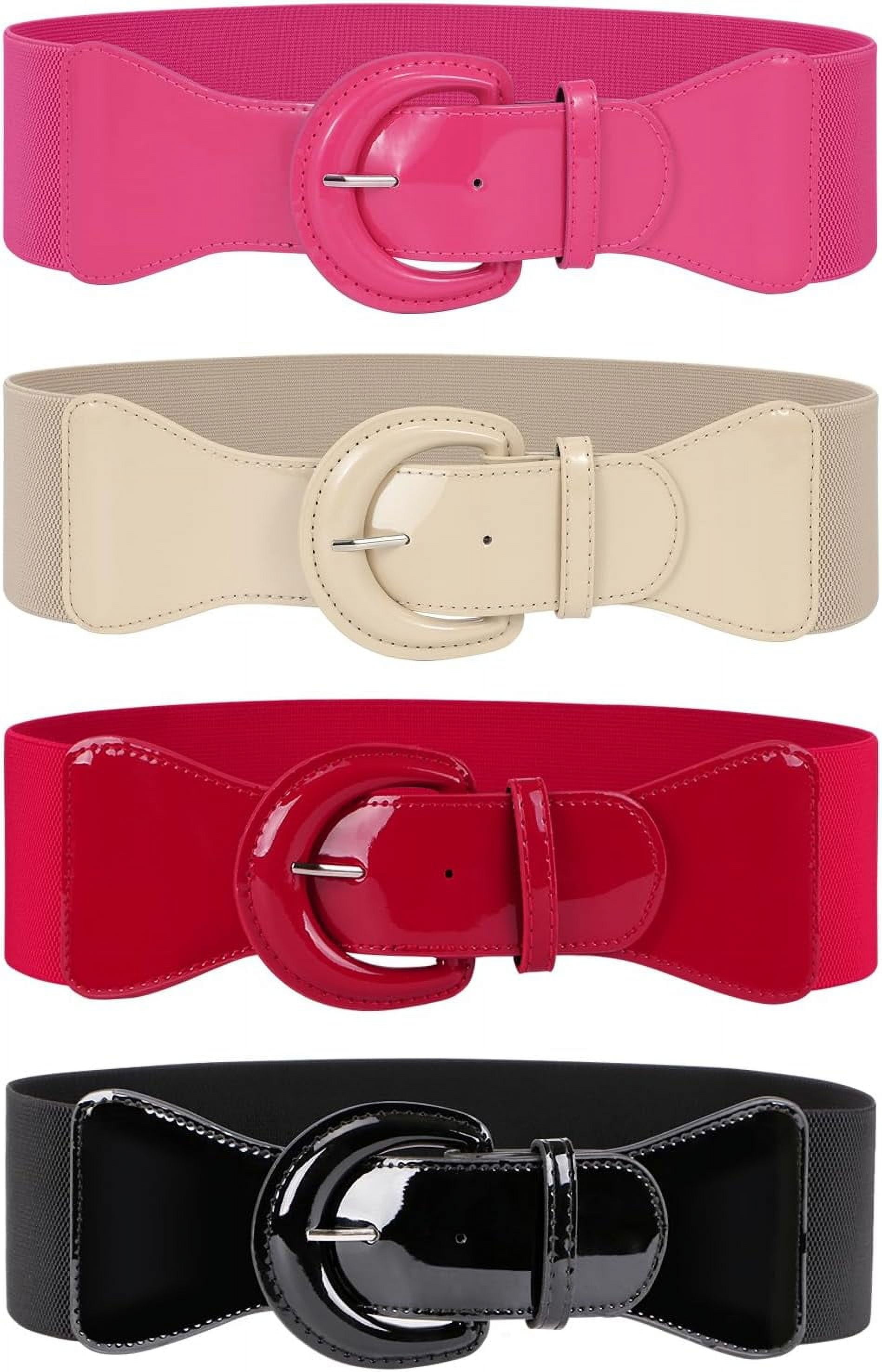 Vintage Chunky Buckle Wide Stretch Belt Elastic Waist Retro 50s Dress Accessory Women Wide Stretch Belt,Vintage Chunky Buckle Elastic Waist  main image 4