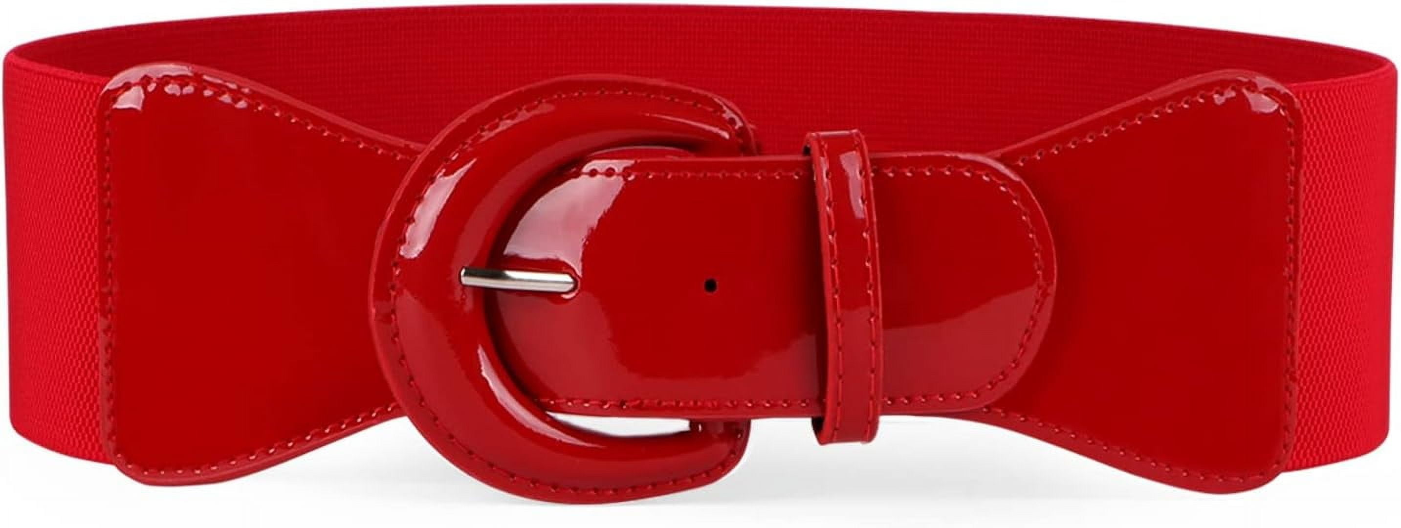 Women Wide Stretchy Belt,Vintage Chunky Buckle Elastic Waist 