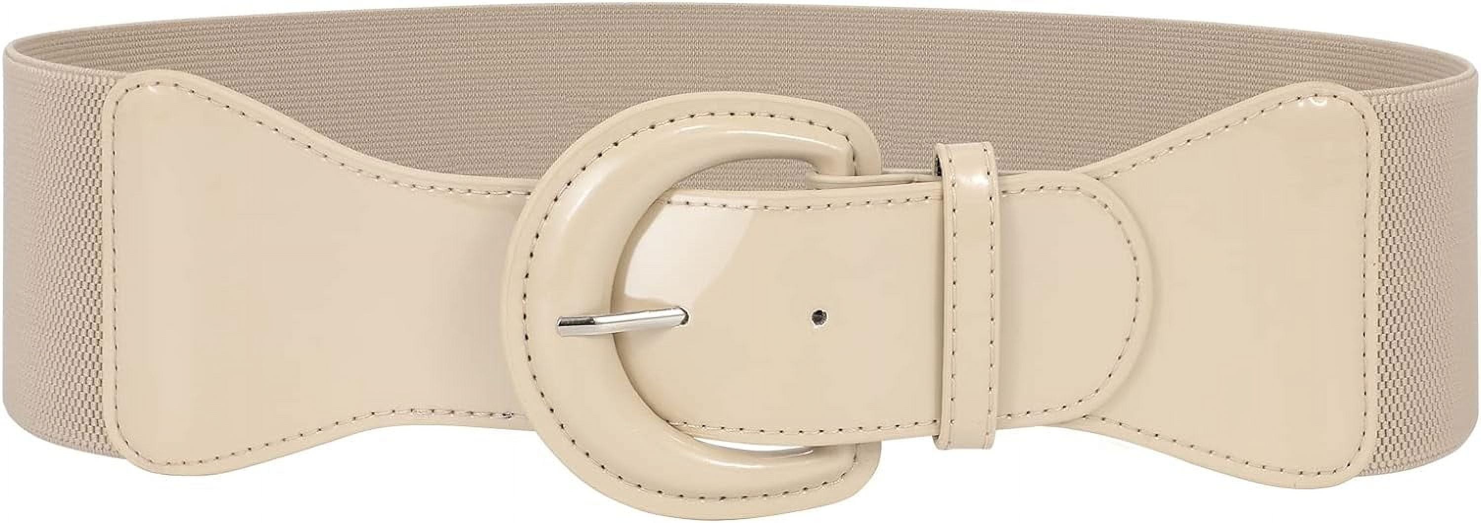 Women Wide Stretchy Belt,Vintage Chunky Buckle Elastic Waist 