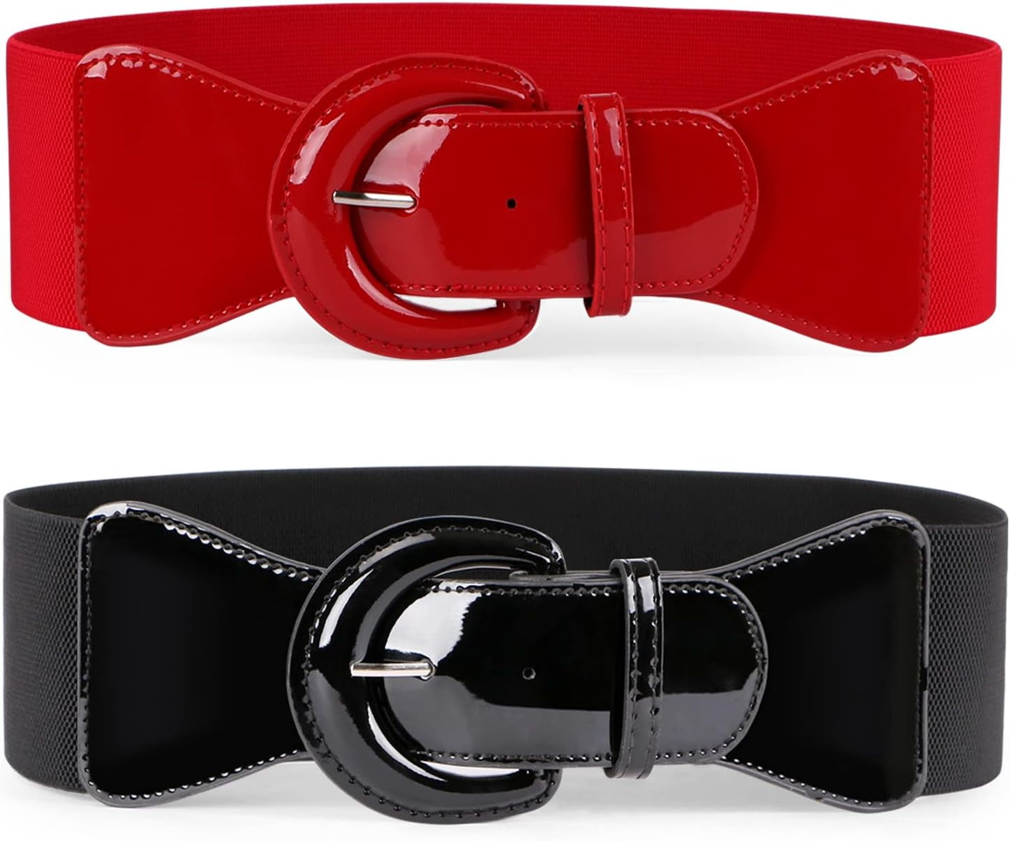 Women Wide Elastic Belt Vintage Chunky Buckle Retro Dress Accessory Women Wide Stretchy Belt,Vintage Chunky Buckle Elastic Waist  main image 4