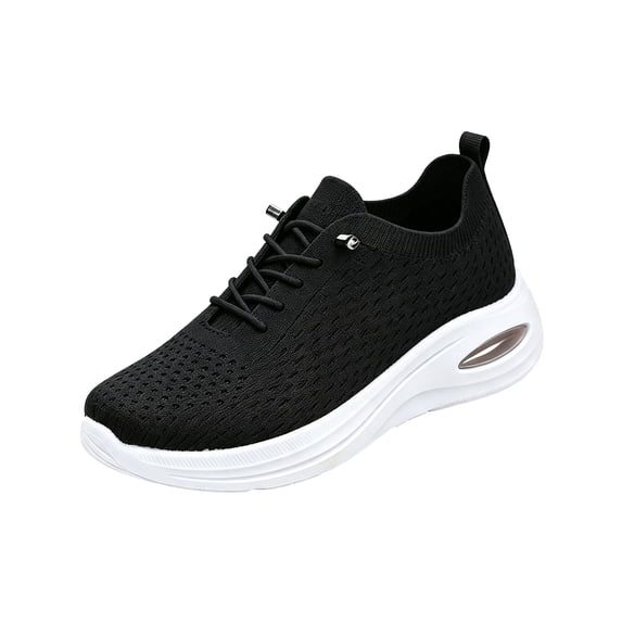 Women Wide Toe Box Slip On Walking Sneakers, Air Cushion Mesh Shoes with Arch Support, Non-Slip Lightweight Breathable Footwear for All Day Standing Gym Work Daily Walking Activities Black 8