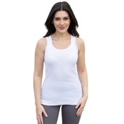 WIHOLL Women's Sleeveless Tank Top - White Pleated Summer Top, Loose Fit, Size M