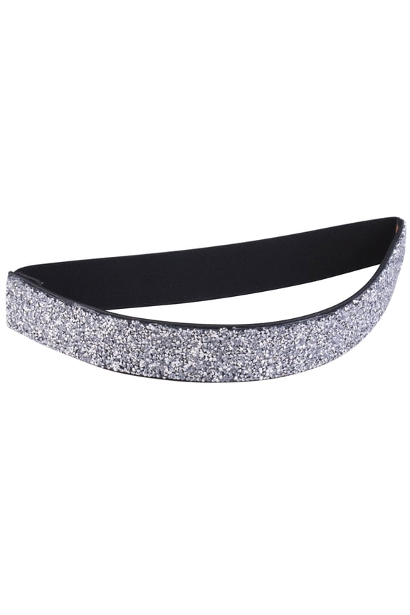 Women Wide Waist Belt Sparkling Rhinestones Elastic Belt Decorative Skinny Cinch Waistband