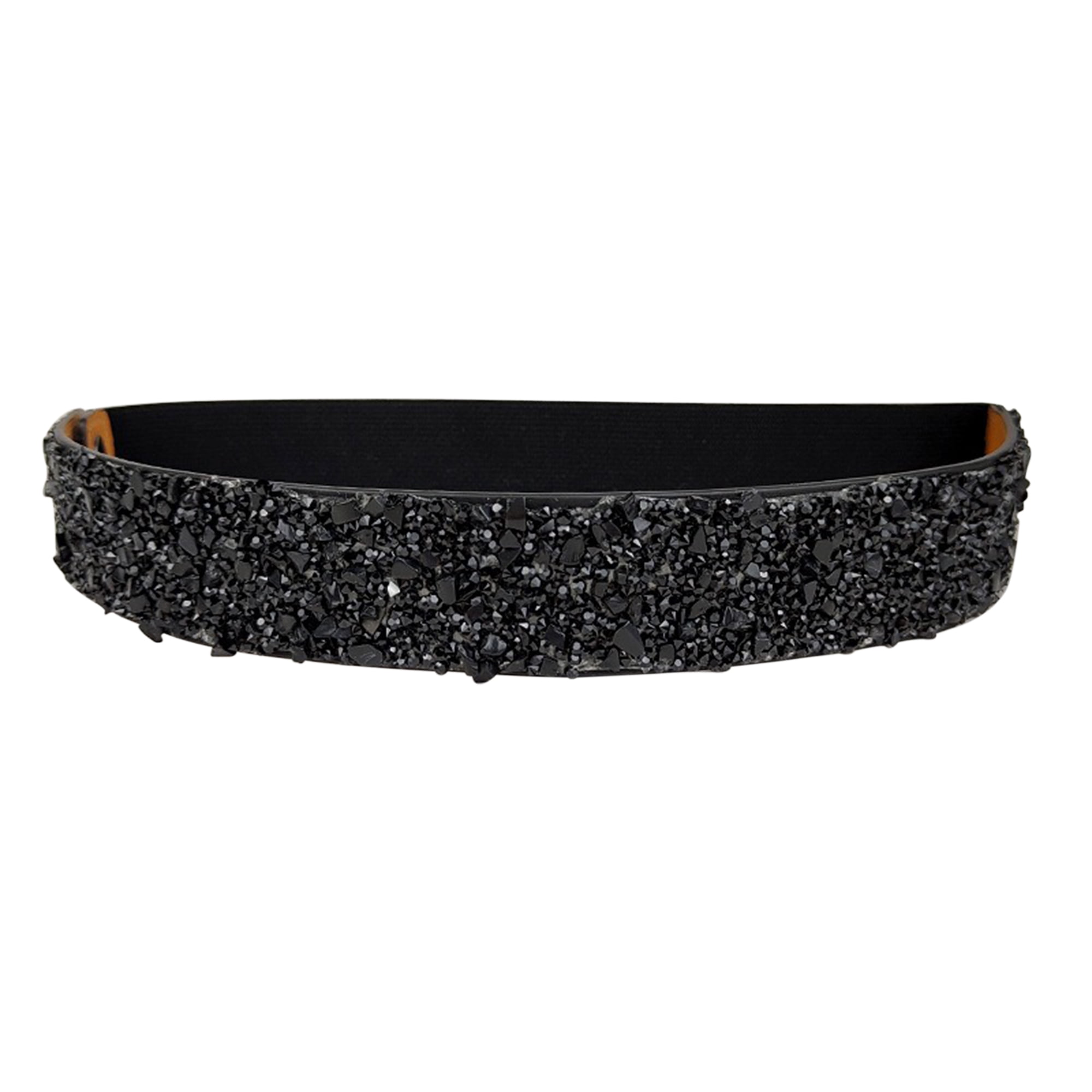 Women Wide Waist Belt Sparkling Rhinestones Elastic Belt 