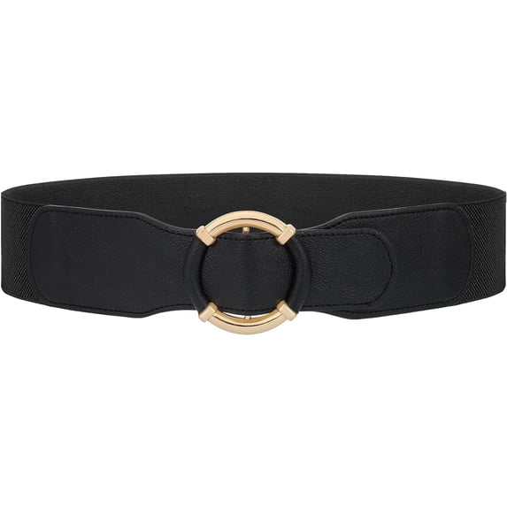 Women Wide Waist Belt Stretchy Elastic Vintage Belts for Dress Ladies Belt with Circle Buckle