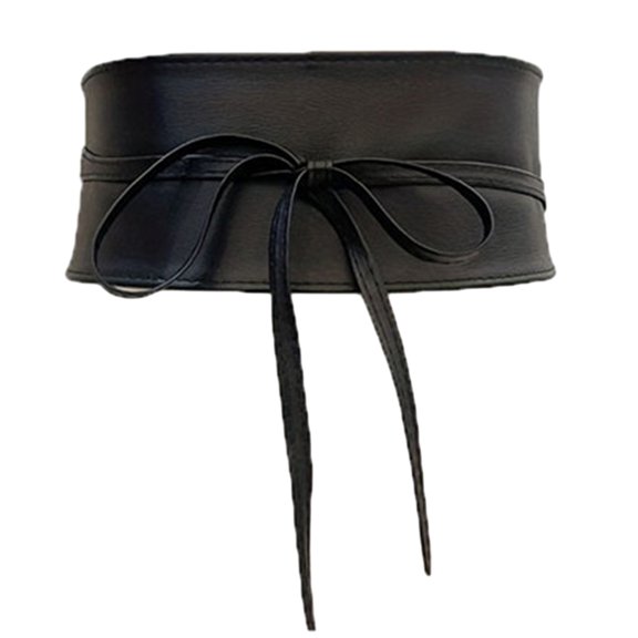 Women Wide Waist Belt Vintage Elegant Wide Under Bust Corset Rope Decorative Women PU Leather Corset with Bowknot Rope